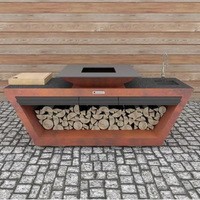 Фото Кухонный блок с колесиками Quan Garden Art Premium коричневый с системой водоснабжения QN91069